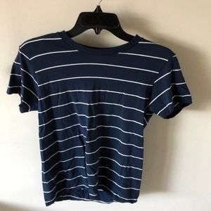 Navy and White-Striped Brandy Melville Top